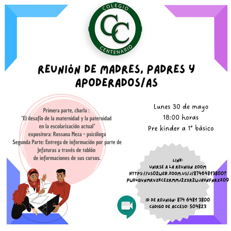 Reunión Apoderados mes de Mayo (Pre Kínder a 1º básico)