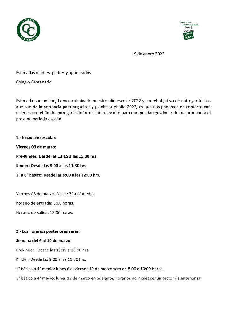 Inicio de Clases y venta de uniformes 2023